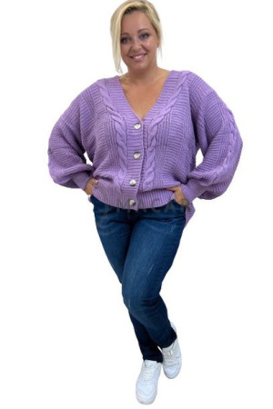 Krótki Sweter Kardigan Plus Size Badu Ii Fioletowy Uni