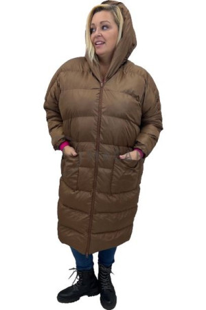 Płaszcz Pikowany Z Kapturem Plus Size Beżowy