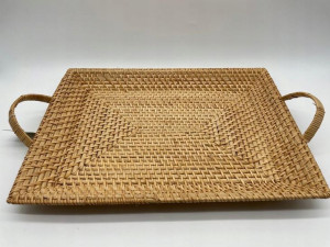 Rattanowa taca do serwowania ozdobna boho