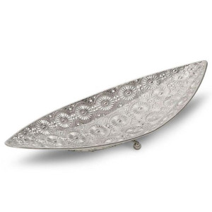Patera Dekoracyjna Ameli (03) 46x16x9 Cm Srebrny