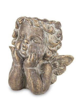 Osłonka doniczka aniołek brązowa ceramika 20x20x14