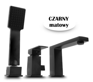 TERZO Bateria Wannowa 3 Otworowa CZARNA