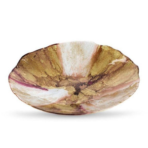 Szklana Misa Dekoracyjna Mabel (02) (fi) 35x6 Cm Pomarańczowy