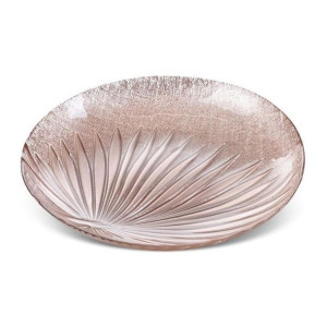 Szklana Patera Dekoracyjna Bena (02) (fi) 28x4 Cm Jasnoróżowy
