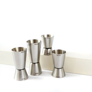 Zestaw 4 miarek barmańskich, jiggerów 25/50 20/40 30/60 15/30 ml w pudełku