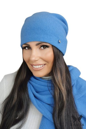 CZAPKA DAMSKA - jakościowa przędza - kolor niebieski - LARA-00