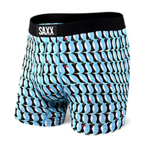 Bokserki męskie wygodne SAXX ULTRA Boxer Brief Fly marsz pingwinów - niebie
