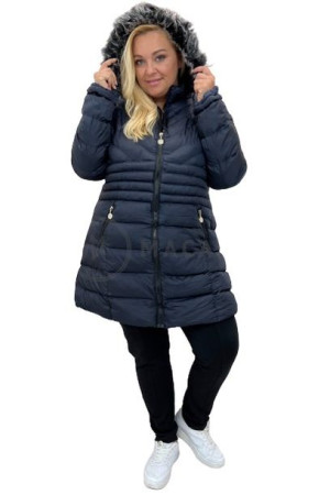 Kurtka Pikowana Z Kapturem Plus Size Terisa Ii Granatowa 56/8xl