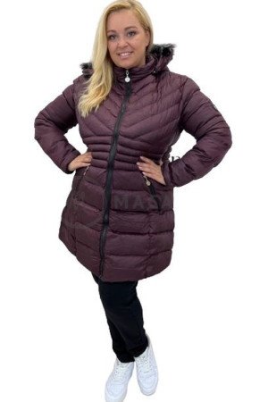 Kurtka Pikowana Z Kapturem Plus Size Terisa Ii Bordowa 56/8xl