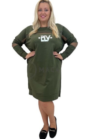 Sukienka Bawełniana Z Koronką Plus Size Blv Khaki 54/56xl