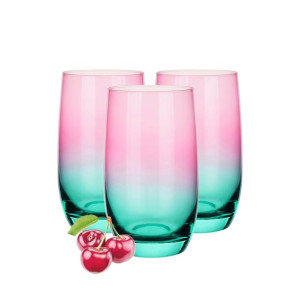 Kolorowe szklanki retro long drink Wata cukrowa 400 ml 6 szt