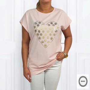 BL8 T-shirt Damski Kwiatki w Sercu 2XL Różowy