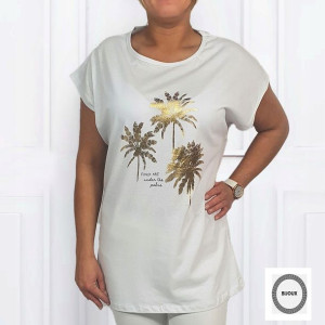 BL21 T-shirt Damski Złote Palmy 3XL Biały