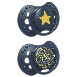 LOVI Smoczek silikonowy dynamiczny 0-3m 2 szt Stardust blue