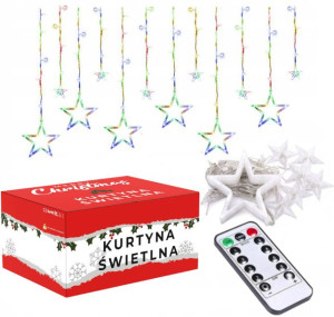 Kurtyna Led Gwiazdy Wiszące Girlanda Kolor +pilot