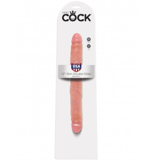 King Cock 12" Slim Double Dildo Flesh