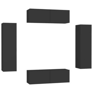 4-cz. zestaw szafek telewizyjnych, czarny, płyta wiórowa