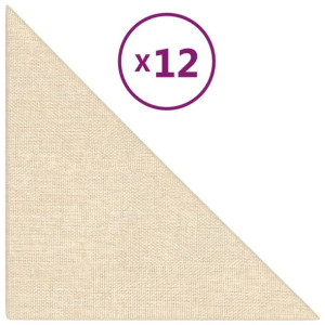 Panele ścienne, 12 szt., kremowe, 30x30 cm, tkanina, 1,08 m²