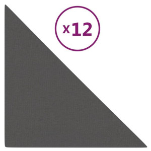 Panele ścienne, 12 szt, ciemnoszare, 30x30 cm, tkanina, 1,08 m²