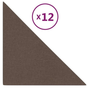 Panele ścienne, 12 szt., brązowe, 30x30 cm, tkanina, 1,08 m²