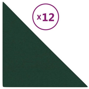 Panele ścienne, 12 szt, ciemnozielone, 30x30 cm, tkanina 1,08m²