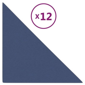 Panele ścienne, 12 szt., niebieskie, 30x30 cm, tkanina, 1,08 m²