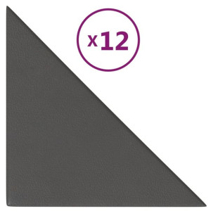 Panele ścienne, 12 szt., szare, 30x30 cm, sztuczna skóra