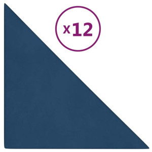 Panele ścienne, 12 szt., niebieskie, 30x30 cm, aksamit, 1,08 m²