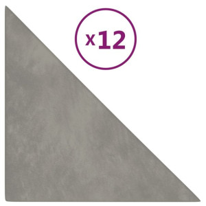 Panele ścienne, 12 szt., jasnoszare, 30x30 cm, aksamit, 1,08 m²