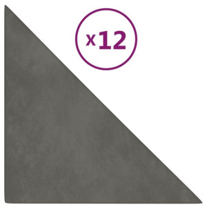 Panele ścienne, 12 szt, ciemnoszare, 30x30 cm, aksamit, 1,08 m²