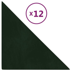 Panele ścienne, 12 szt, ciemnozielone, 30x30 cm, aksamit 1,08m²
