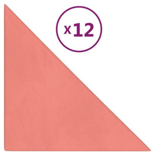Panele ścienne, 12 szt., różowe, 30x30 cm, aksamit, 1,08 m²