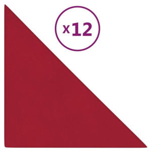 Panele ścienne, 12 szt, kolor wina, 30x30 cm, aksamit, 1,08 m²