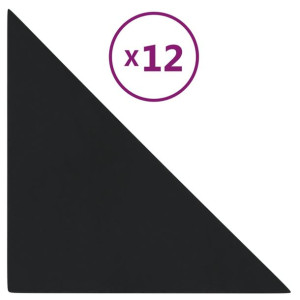 Panele ścienne, 12 szt., czarne, 30x30 cm, aksamit, 1,08 m²