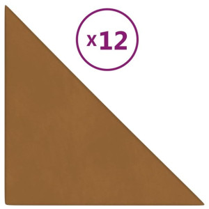 Panele ścienne, 12 szt., brązowe, 30x30 cm, aksamit, 1,08 m²