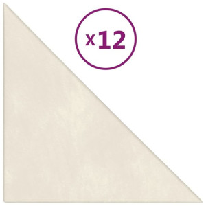 Panele ścienne, 12 szt., kremowe, 30x30 cm, aksamit, 1,08 m²