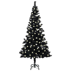 Sztuczna choinka ze stojakiem i LED, czarna, 120 cm, PVC