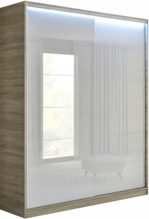 Szafa Melissa 130 X 250 Biały Lacobel - Sonoma