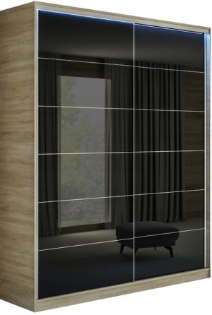 Szafa Melissa 160 X 250 - Czarny Lacobel - Sonoma