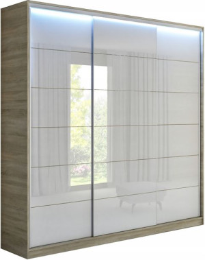 Szafa Laila 240 X 250 3d Biały Lacobel - Sonoma