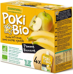 Poki - przecier owocowy JABŁKO-BANAN bez dodatku cukrów BIO (4 x 90 g) 360