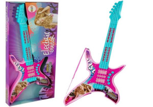 Gitara Elektryczna Ze Światłami I Dźwiękami Różowa 62 Cm