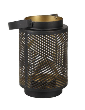 Czarny Lampion Metalowy Z Uchwytem 9,5x9,5x15/24 Cm