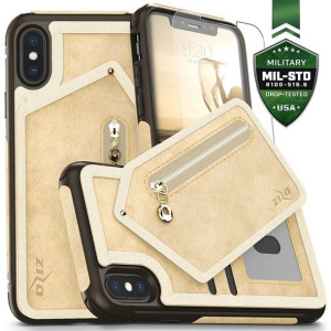 Zizo Nebula Wallet Case - Skórzane etui iPhone X z kieszeniami na karty + s