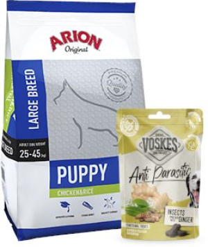ARION Original Puppy Large Breed Chicken & Rice 12kg + Przysmak dla psa 150