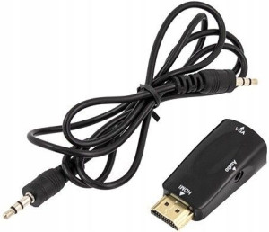 Adapter Konwerter Hdmi Na Vga Dsub +audio Aux Gold
