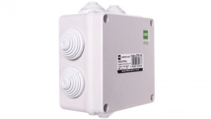 INDUSTRIAL Puszka hermetyczna n/t 129x129x61 z 7 dławnicami IP55 szara