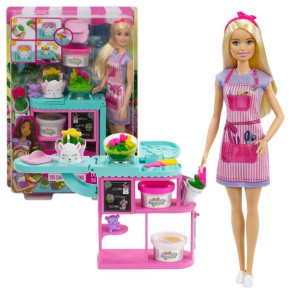 Barbie Zestaw Lalka + Kwiaciarnia + Ciastolina