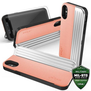 Etui iPhone Xs / X z kieszenią na karty + podstawka + szkło 9H na ekran