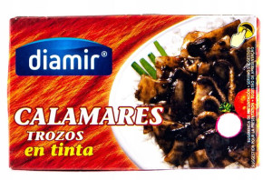 Kawałki kalmara w sosie atramentowym Hiszpania